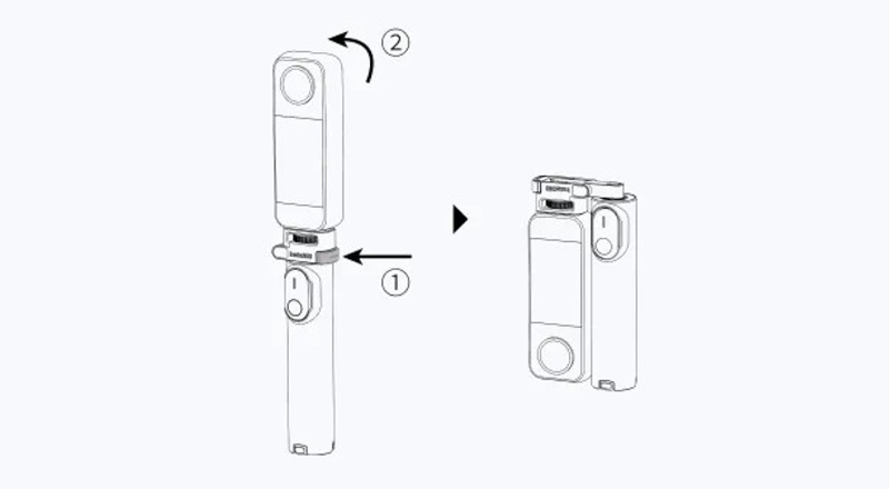 Fold Foldable 2-in-1 Selfie Stick (1/4 Mount) and Use Lens Cap Strap