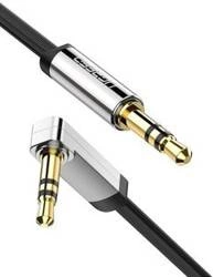 Angled mini jack cable 3.5mm AUX UGREEN flat 2m (black)