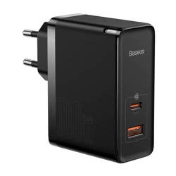Baseus GaN5 Pro wall charger, USB-C + USB, 100W + cable (black)