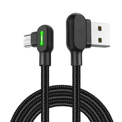 Mcdodo CA-5280 LED - USB to MicroUSB cable, angled, 3m (black)