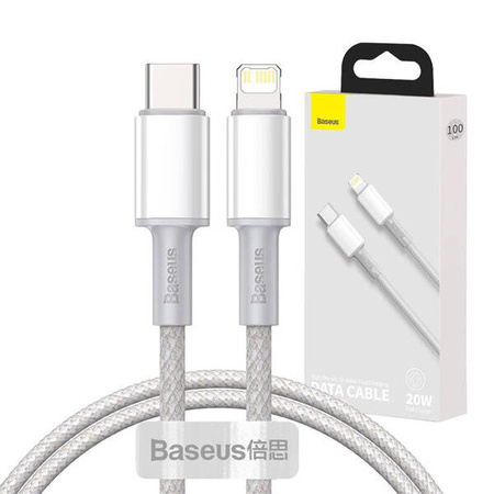 Baseus High Density Braided USB-C to Lightning cable, 20W, 5A, PD, 1m (white)