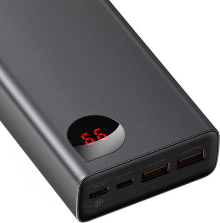 Powerbank Baseus Adaman Metal 20000mAh, PD, QC 3.0, 65W, 2xUSB + USB-C + micro USB, (black)
