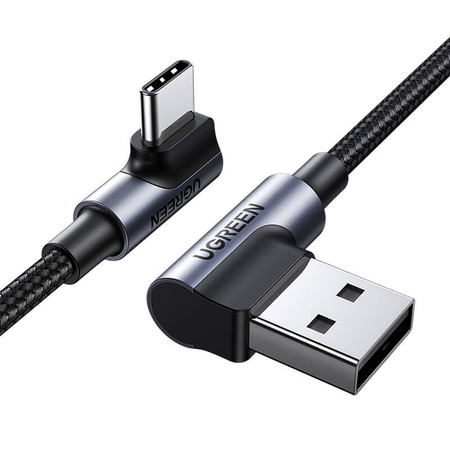 UGREEN US176, 3A, 2m (czarny) | Kabel USB do USB-C | kątowy