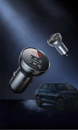 Ładowarka samochodowa Baseus z wyświetlaczem 24W + kabel USB 3w1 Baseus Three Primary Colors 1,2m