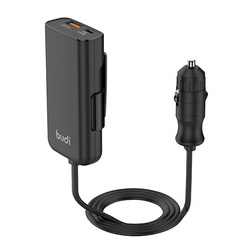 Ładowarka samochodowa Budi 118W, USB + USB-C, PD + QC 3.0 (czarna)