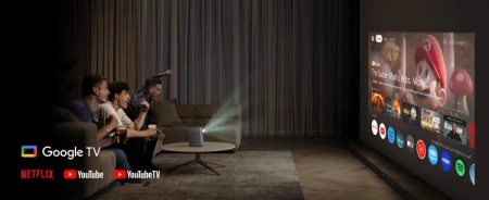 XGIMI Halo+ GTV (New) + XGIMI Multi-Angle Stand | ultra-mobile LED projector with built-in battery | the latest version with Google TV system, new remote control and full Netflix certification