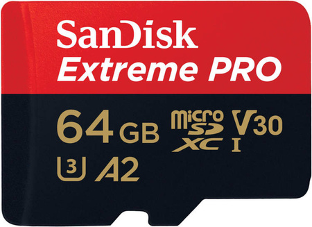 Karta SanDisk Extreme PRO microSDXC 64GB 200/90 MB/s A2 C10 V30 UHS-I U3