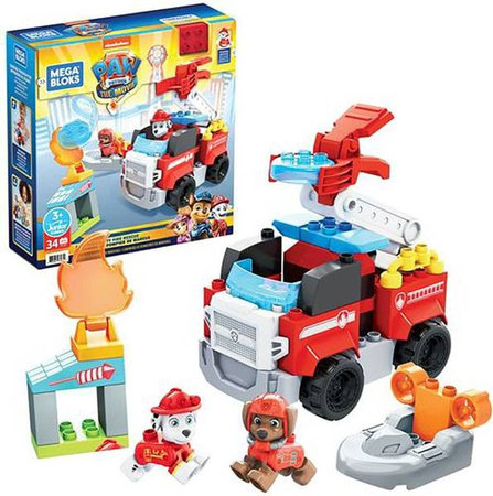 Paw Patrol - Mega Bloks Paw Patrol fire brigade building set with 34 blocks, a play set for children from 3 years of age.