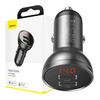 Baseus car charger with display, 2x USB, 4.8A, 24W (gray)
