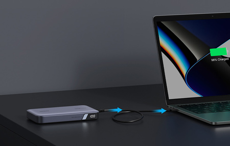 Powerbank 20000mAh Ugreen PB720, USB + 2x USB-C, 100W PD (szary)