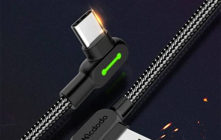 Mcdodo CA-5282 LED angled USB to USB-C cable, 1.8m (black)