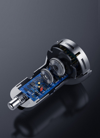 Ładowarka samochodowa Baseus z wyświetlaczem 24W + kabel USB 3w1 Baseus Three Primary Colors 1,2m