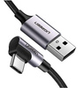 UGREEN US284 | Kabel USB do USB-C | kątowy | 3A | QC 3.0 | 1m | Czarny