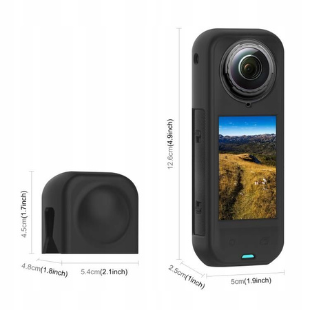 Puluz PU757B | Obudowa silikonowa + dekielek na obiektyw | Osłona ochrona do Insta360 X5 | Czarny