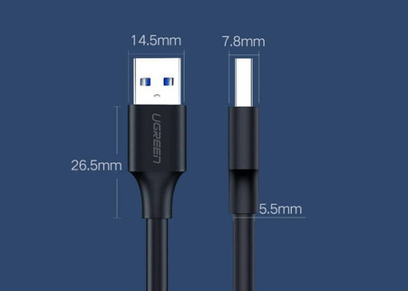 USB 2.0 M-M UGREEN US102 cable, 0.5m (black)