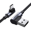 UGREEN US176, 3A, 2m (czarny) | Kabel USB do USB-C | kątowy