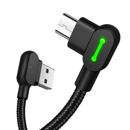 Mcdodo CA-5280 LED - kabel USB do MicroUSB kątowy 3m (czarny)