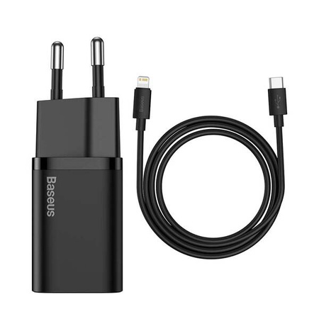 Baseus Super Si Quick Charger 1C 20W wall charger with USB-C to Lightning 1m cable (black)