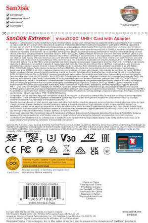 Karta SanDisk Extreme microSDXC 256 GB 190/130 MB/s A2 C10 V30 UHS-I U3