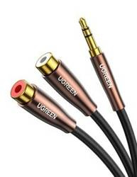 UGREEN AV194 Przewód męski 3,5mm Jack do 2x żeński RCA (Cinch) 0.25m