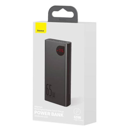 Powerbank Baseus Adaman Metal 20000mAh, PD, QC 3.0, 65W, 2xUSB + USB-C + micro USB, (black)
