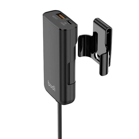 Budi 118W car charger, USB + USB-C, PD + QC 3.0 (black)