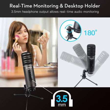 Mikrofon USB Z Odsłuchem Synco V1 - Pojemnościowy