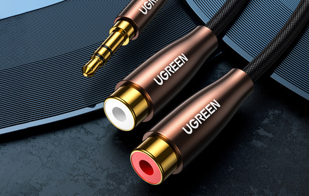 UGREEN AV194 Przewód męski 3,5mm Jack do 2x żeński RCA (Cinch) 0.25m