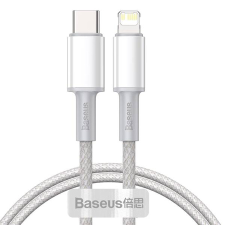Baseus High Density Braided USB-C to Lightning cable, 20W, 5A, PD, 1m (white)
