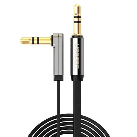 Angled mini jack cable 3.5mm AUX UGREEN flat 2m (black)