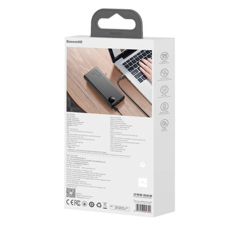 Powerbank Baseus Adaman Metal 20000mAh, PD, QC 3.0, 65W, 2xUSB + USB-C + micro USB, (black)