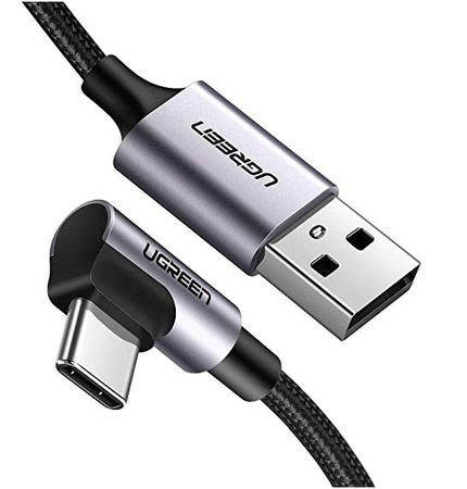 UGREEN US284 | Kabel USB do USB-C | kątowy | 3A | QC 3.0 | 1m | Czarny