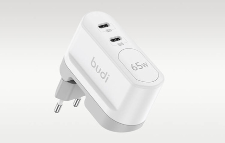 2xUSB-C Budi 65W charger (white)