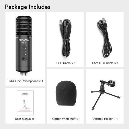 Mikrofon USB Z Odsłuchem Synco V1 - Pojemnościowy