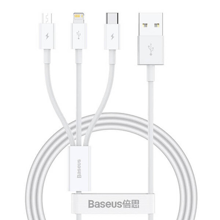 Baseus Superior Data USB fast charging cable for M+L+C 3.5A 1M(White)