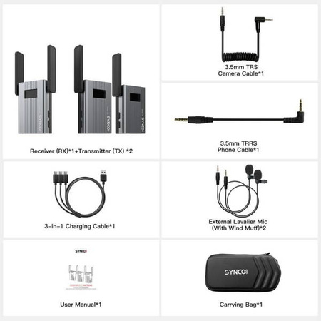 SYNCO TS BEZPRZEWODOWY SYSTEM MIKROFONOWY UHF - 2 ODBIORNIKI