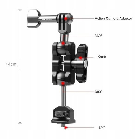 Ramię Uchwyt 3d Mocowanie Magic Arm 1/4" Na Gopro / Sjcam / Xiaomi / Dji / Insta360 / Pu842b