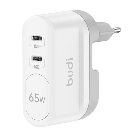 2xUSB-C Budi 65W charger (white)