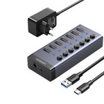 UGREEN 7in1 USB-C hub, 7x USB-A 3.0 12V 2A (black)