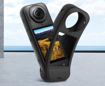 Puluz PU757B | Silicone Case + Lens Cap | Protective Cover for Insta360 X5 | Black