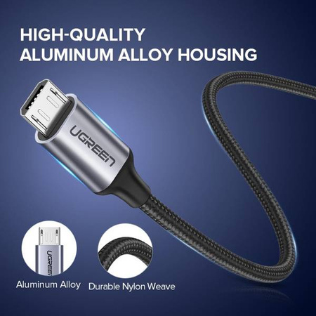 Kabel USB do Micro USB UGREEN QC 3.0 2.4A 2m (czarny)