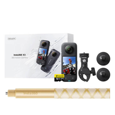 Insta360 X3 Motorcycle Kit | set with bicycle accessories | motor | quad | scooter | scooter | the latest version with an improved handlebar mount | on the occasion of JOYRIDE, the original Invisible Selfie Stick 114cm is included in the set price!