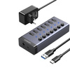 UGREEN 7in1 USB-C hub, 7x USB-A 3.0 12V 2A (black)
