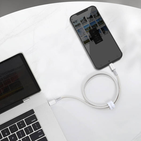 Kabel USB-C do Lightning Baseus High Density Braided, 20W, 5A, PD, 1m (biały)