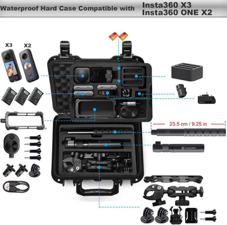 LEKUFEE Portable Waterproof Case for Insta360 X3 / Insta360 ONE X2 and other accessories
