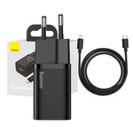 Baseus Super Si Quick Charger 1C 20W wall charger with USB-C to Lightning 1m cable (black)