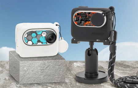 Zabezpieczające etui Sunnylife Insta360 GO 3 Czarne z naklejkami