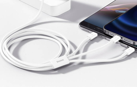 Baseus Superior Data USB fast charging cable for M+L+C 3.5A 0.5M(White)