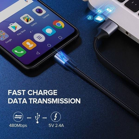 Kabel USB do Micro USB UGREEN QC 3.0 2.4A 2m (czarny)