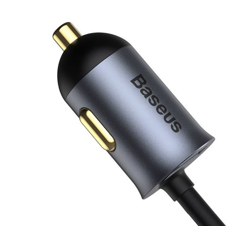 Baseus Share Together car charger with extension cable, 3x USB, 1x USB-C, 120W (gray)